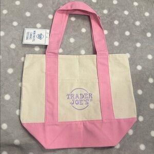 Trader Joe’s Mini Pastel Canvas Tote Bag (pink)